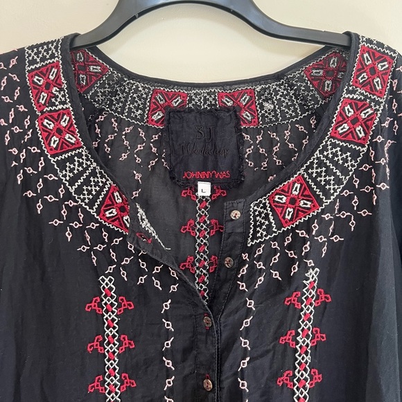 Johnny Was Embroidered 'Ava Peasant Dress’ Cotton/Silk Blend, size L - Picture 7 of 9